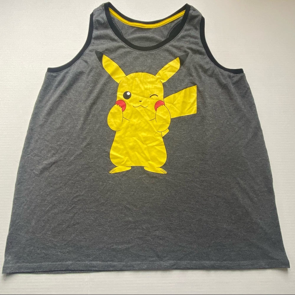 Pokemon Pikachu Graphic Tank Gray; cross back. Please Read